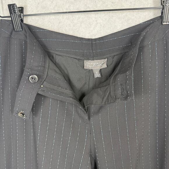 Entier Classiques Women's Black Blue Pinstripe Pants Size 6 Stretch - Picture 3 of 7